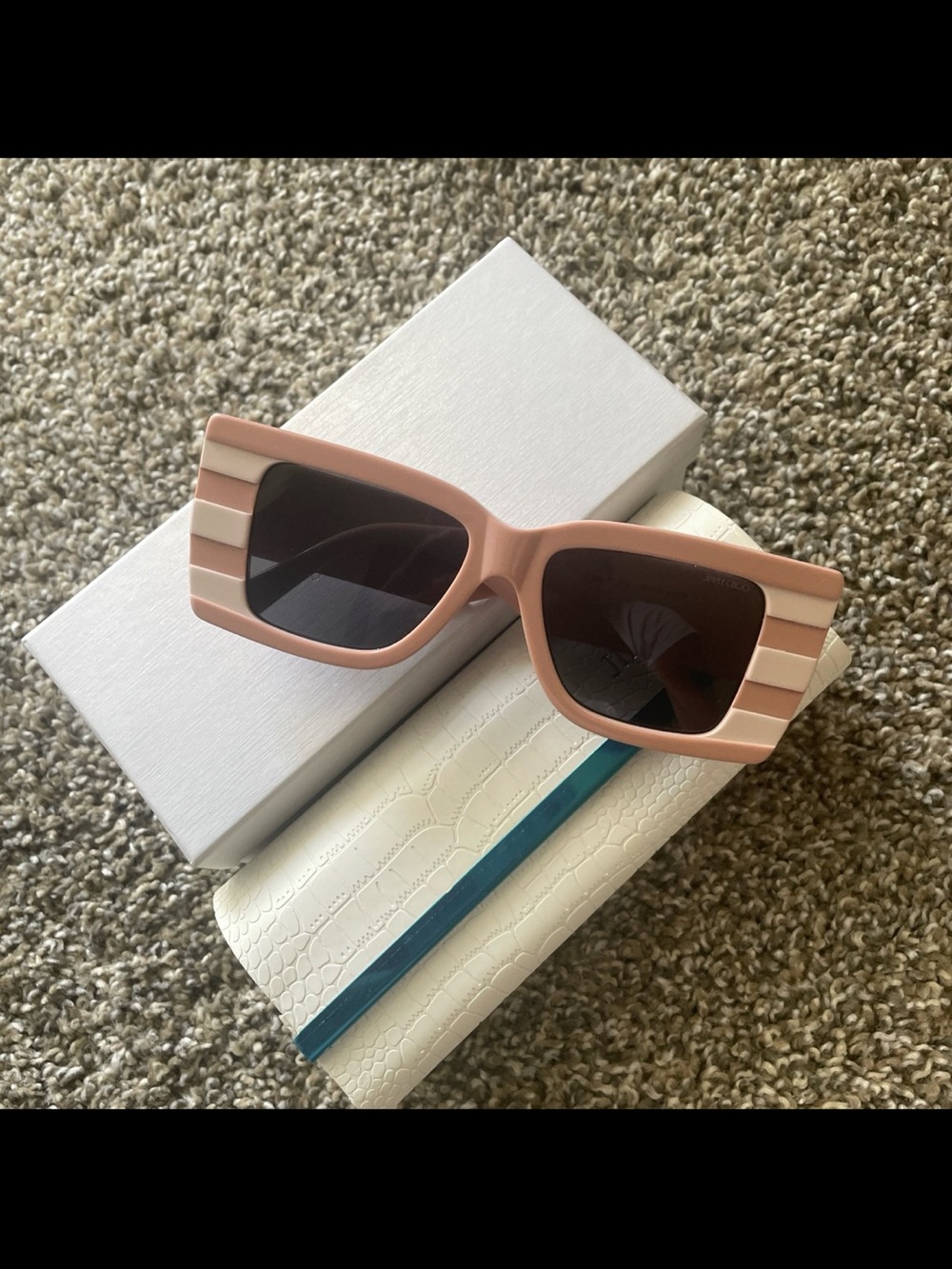 NWOT - Striped pink and cream sunglasses